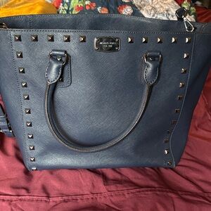 Michael Kors Navy blue Saffiano Studded Tote Bag